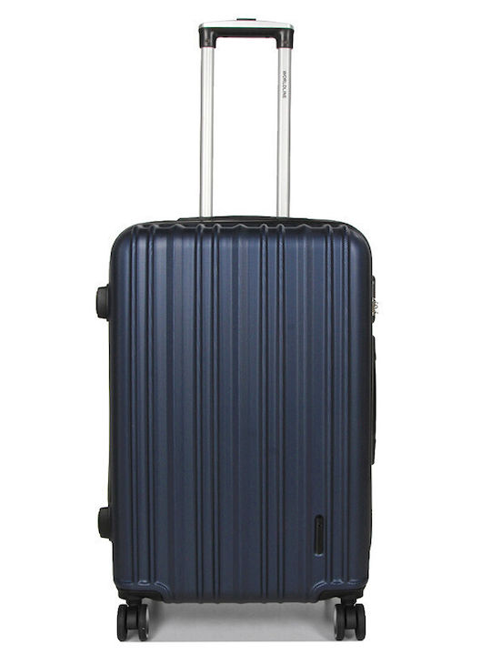 WORLDLINE Mittlerer Reisekoffer Hartschalen Blue mit 4 Räder Höhe 65cm