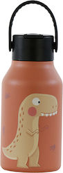 Runbott Bottle Thermos Dinosaur Non Spill 350ml Pink
