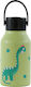 Runbott Kinderflasche Thermos Dinosaurier Rostfreier Stahl mit Strohhalm Auslaufsicher Rosa 350ml