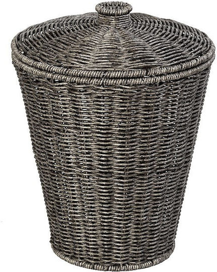 Espiel Set of Decorative Baskets Straw with Lid Gray 20x20x24cm 2pcs