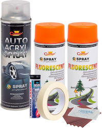 Complete Repair Painting Kit Wheels In Fluorescent Orange Color V2