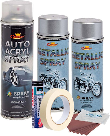 Complete Repair Painting Kit Wheels In Metallic Silver Color V2
