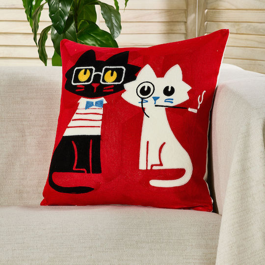 Whitegg Decorative Pillow Case D0321 100% Cotton Red 45x45cm