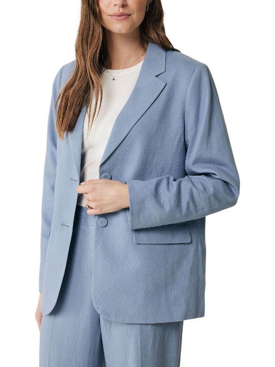 Mexx Μακρύ Γυναικείο Σακάκι Faded Blue