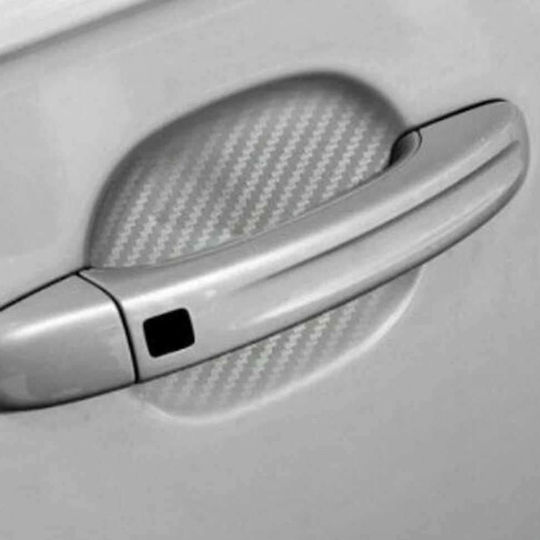 Set aus 4 Kratzschutz-Türgriffabdeckungen in 3D-Silber-Carbon-Aufkleber