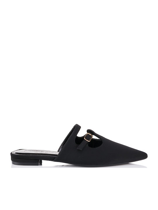 Primadonna Flat Δερμάτινα Mules σε Μαύρο Χρώμα