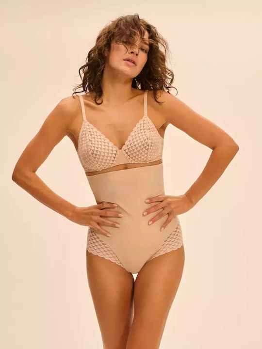 Simone Perele High Waist Seamless Slip with Lace Peau Rose
