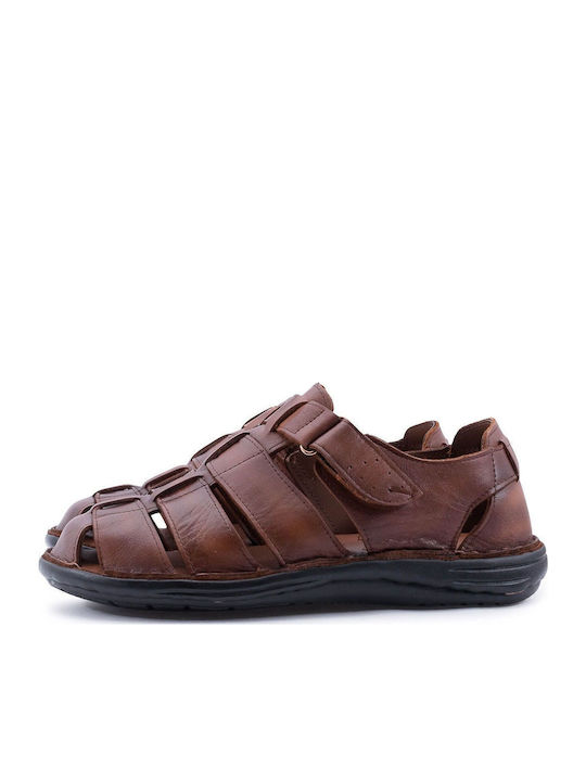 Leder Herrensandalen in Tabac Braun Farbe