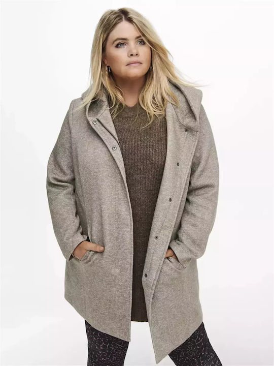 Only Carmakoma Women's Brown Peacoat with Hood