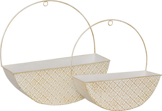 Metal Plant Pots Beige Set of 2