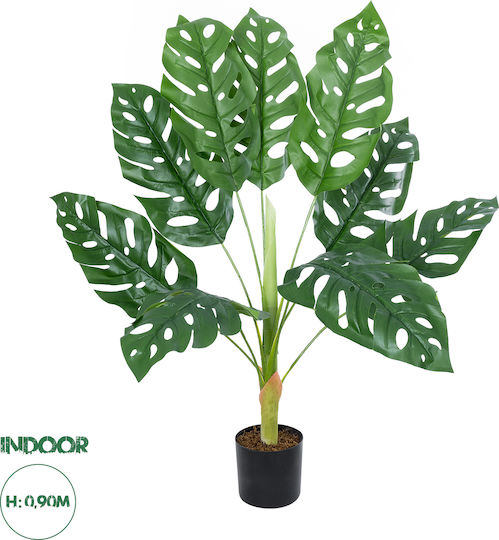 Globostar Artificial Garden Monstera Plant 20937 Διακοσμητικό Φυτό Μονστέρα Φ90 X Υ80cm