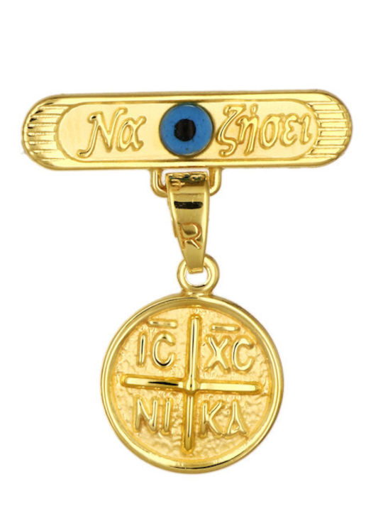 Kinder Sicherheitsnadel aus Gold 9K mit Konstantinato