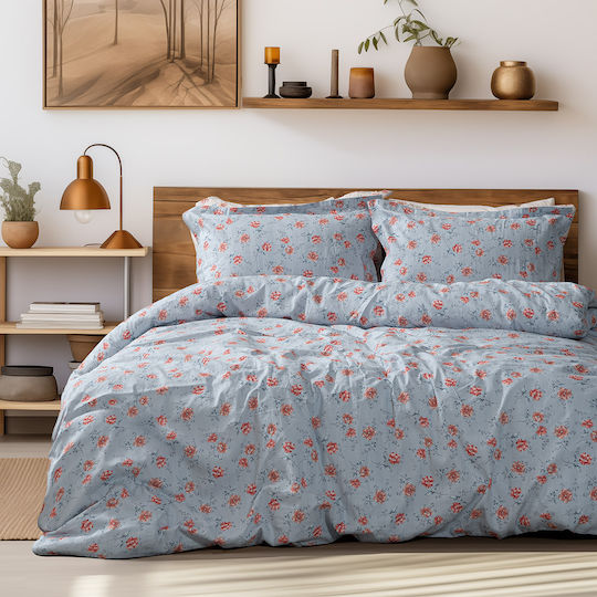 Beauty Home Art 12219 Ivy Σετ Κουβερλί Υπέρδιπλο Βαμβακοσατέν Γκρι 220x240cm