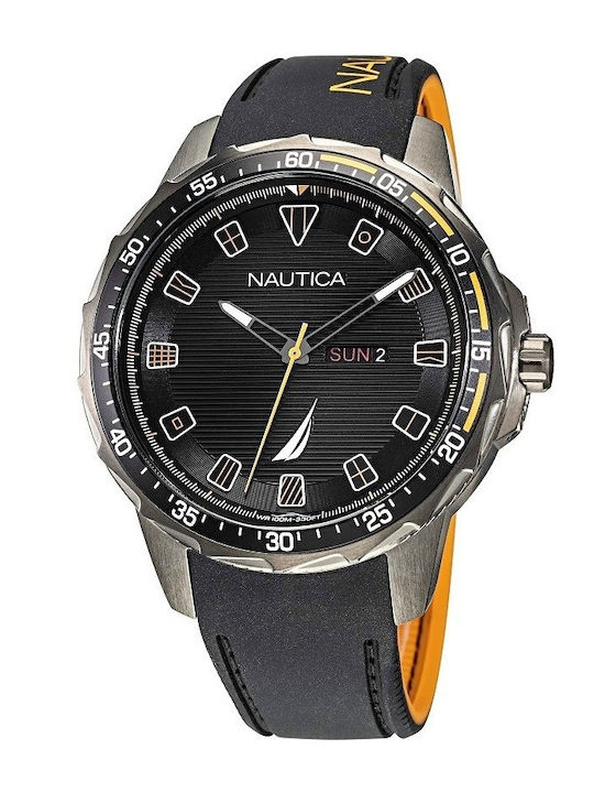 Nautica Coba Lake Herrenuhr 48mm Batterie mit Schwarz Metallarmband