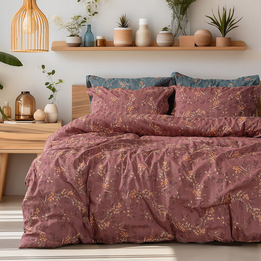 Beauty Home Σετ Πάπλωμα Υπέρδιπλο 220x240εκ. Art 12210 Indra Σάπιο Μήλο 3τμχ