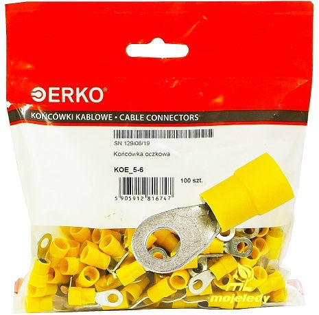 Insulated Eye Terminal Koe 6mm M5 100pcs Erko
