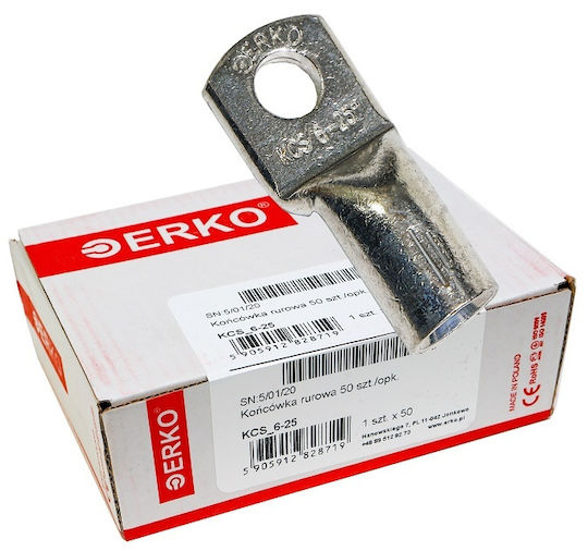 Клема пръстен Kcs Cu 25mm M6, 50 бр., Erko