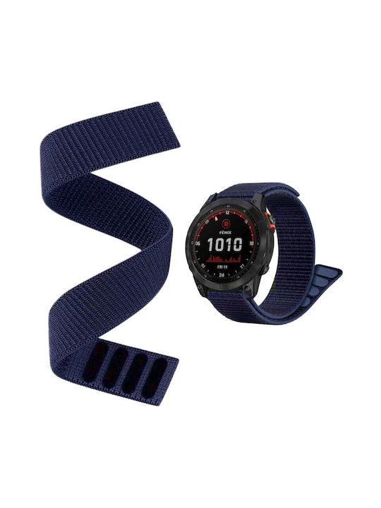 Best Accessories Velcro Nylon Strap Navy Garmin Fenix 5x 6x 7x 8 51mm