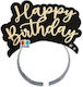 Bentiță de Hârtie Neagră & Aurie Happy Birthday 4 Bucăți