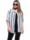 Langärmelig Damen Hemd Grey Gestreift