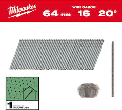 Cuie de finisare galvanizate 16 Gauge 20° Cap subțire 1,35 X 1,61mm X 64mm 2,000 bucăți Milwaukee 4932492586