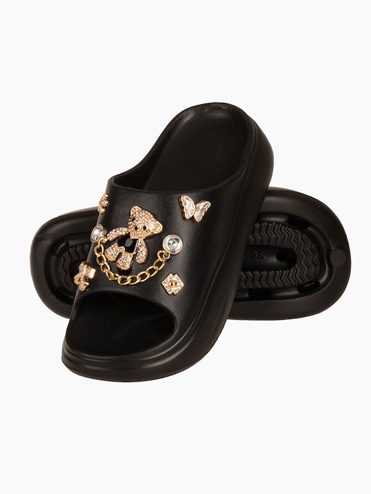 Slides Mit Plattformen In Schwarz Farbe