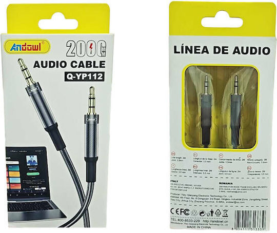 Andowl Audio Cable 3.5mm Male - 3.5mm Male Black 2m Q-YP112