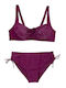 Set Bikini με Αφαιρούμενη Ενίσχυση Ψηλόμεσο Μπορντό