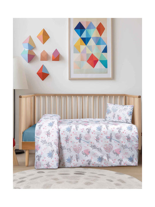 Madi Baby Bettbezug Set mit Kissenbezug Weiß 110x145cm.