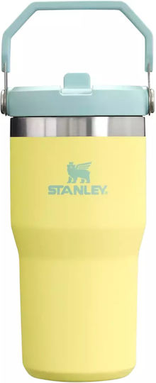 Stanley Iceflow Flip Straw Glass Thermos Stainless Steel BPA Free 600ml Pomelo with Straw