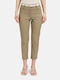 Women's Fabric Capri Trousers Slim Fit Olive