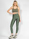 Training Women's Leggings Shiny & High Waist Khaki/Olive