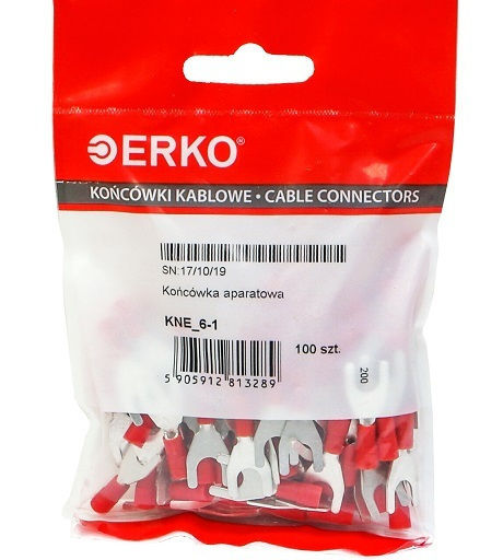 Insulated Fork Terminal Kne 1mm M6 100pcs Erko