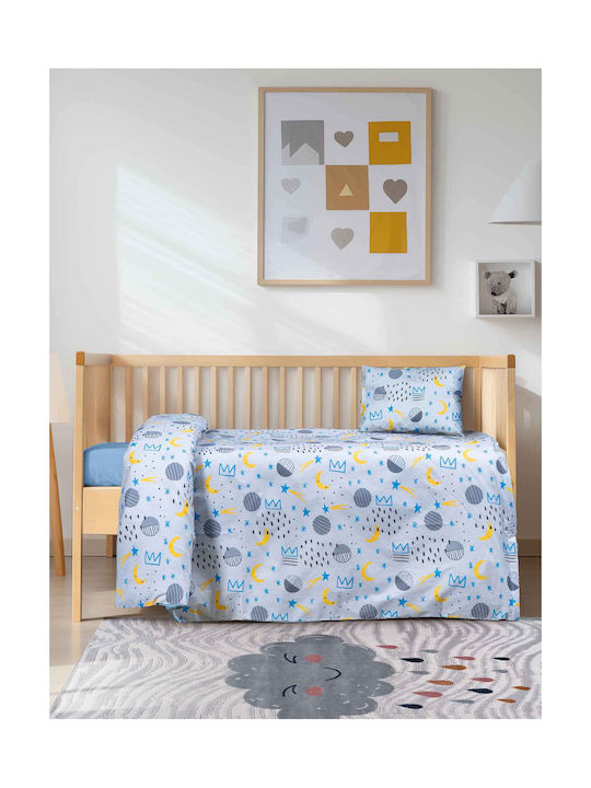 Madi Seturi de cearșafuri pentru bebeluși Pentru Patut Bumbac cu Cauciuc Albastru 70x140buc 3buc