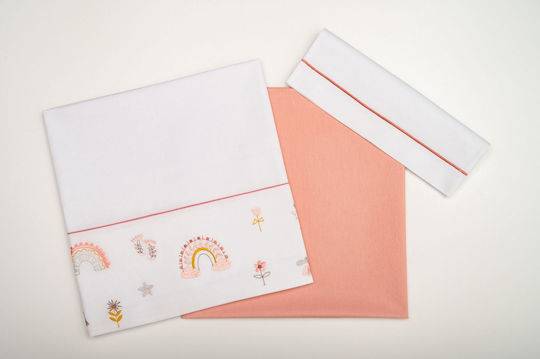 Raison D' Etre Baby Sheets Set Crib Cotton Pink 160x120cm 3pcs