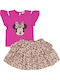 Kids' Set with Skirt Summer 2pcs Fuchsia, Beige