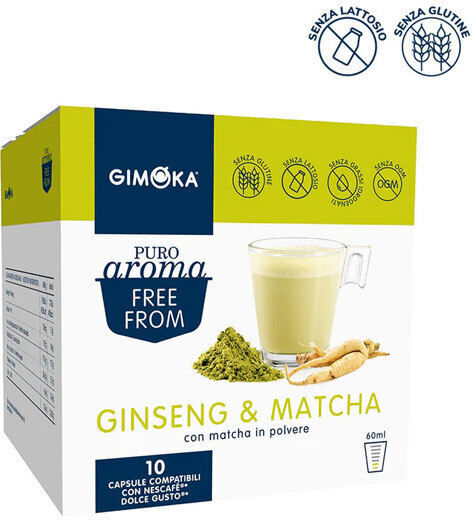 Gimoka Kapseln Tee Ginseng & Matcha Kompatibel mit Maschine Dolce Gusto 10Mützen