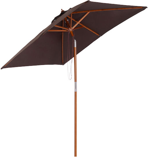 Square Wooden Brown Garden & Terrace Parasol 2x1.5xHeight 2.3m