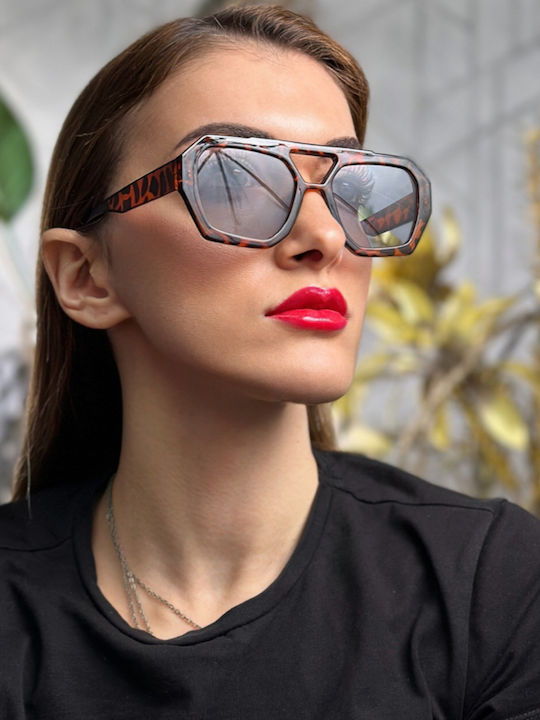 SeeVision Unisex Γυαλιά Ηλίου με Καφέ Ταρταρούγα Κοκκάλινο Σκελετό και Γκρι Φακό 50146-LEOPARD/BLUE