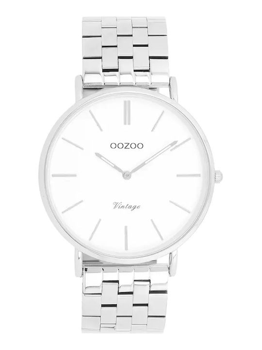 Oozoo Γυναικείο Ρολόι 40mm Μπαταρίας με Ασημί Μεταλλικό Μπρασελέ