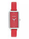 Oozoo Timepieces Γυναικείο Ρολόι 19mm Μπαταρίας με Κόκκινο Δερμάτινο Λουράκι