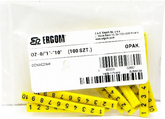 Wire Marker Oz-0 1-10 Yellow 100 Pieces