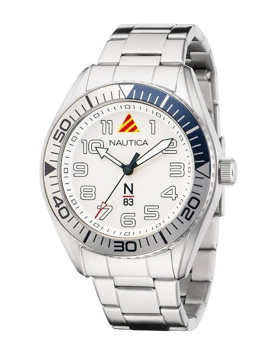 Nautica N83 Finn World Men's Watch Battery with Silver Metal Bracelet