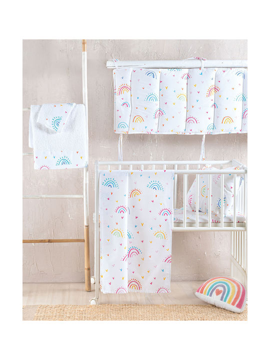 Rythmos Rainbow Multi Baby Sheet Cradle Cotton White 80x110cm