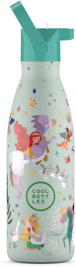 Cool Bottles Kids Water Bottle Stainless Steel with Straw Princess Kingdom 350ml