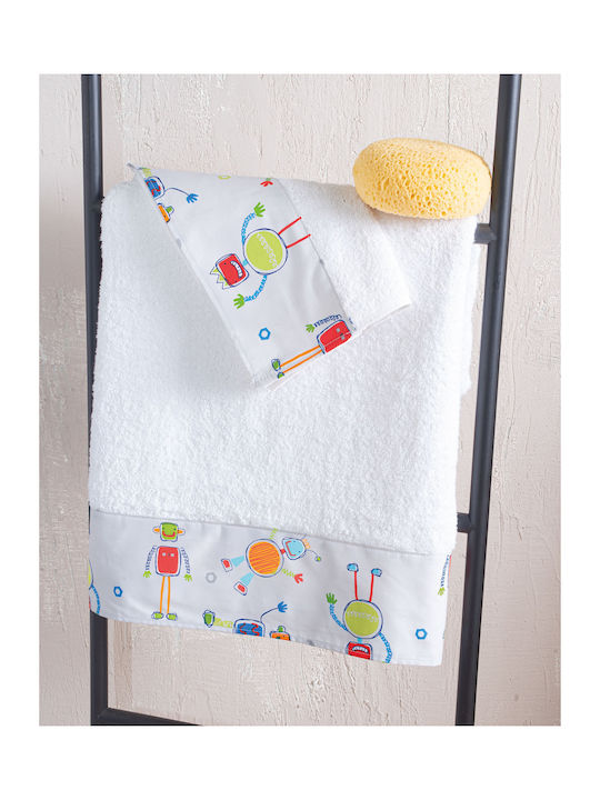 Rythmos Set of baby towels 2pcs Robot Chat White Weight 500gr/m²