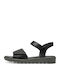 Leather Women's Flat Sandals Anatomic in Black Color