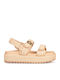 Bigmona Γυναικεία Σανδάλια Flatforms Μπεζ