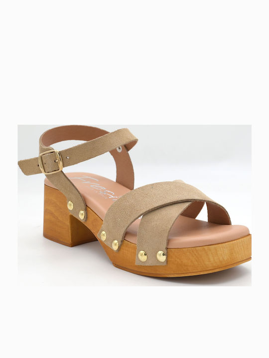 Leather Sandals Beige