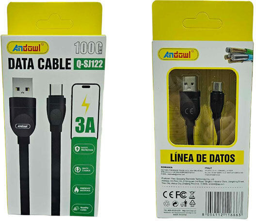 Andowl Q-SJ122 USB 2.0 Cable USB-C male - USB-A 1m
